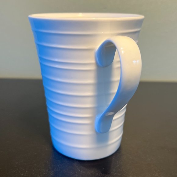 Set of 2  Mikasa SWIRL White Bone China Tapered Ribbed Cups Mugs - Picture 5 of 11